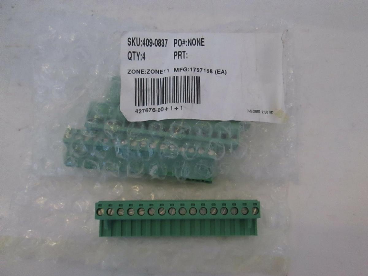 Wire-Board Connector, 409-0837, Zone 11, 16 Position, New, Lot of 4