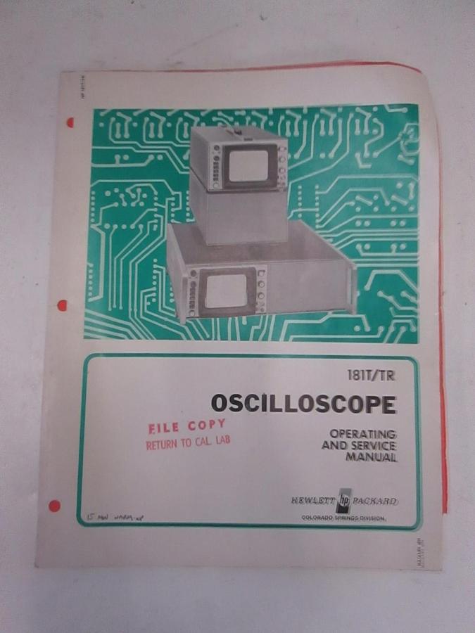 Used HP 181T/TR Oscilloscope Operating and Service Manual, Used