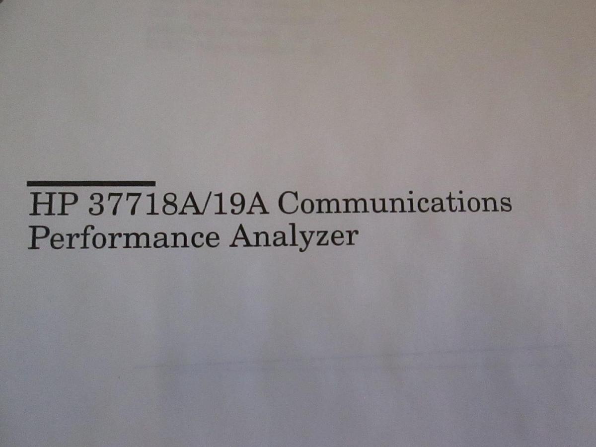 Used HP 37718A/19A Communications Performance Analyzer Quick Start Guide, Used