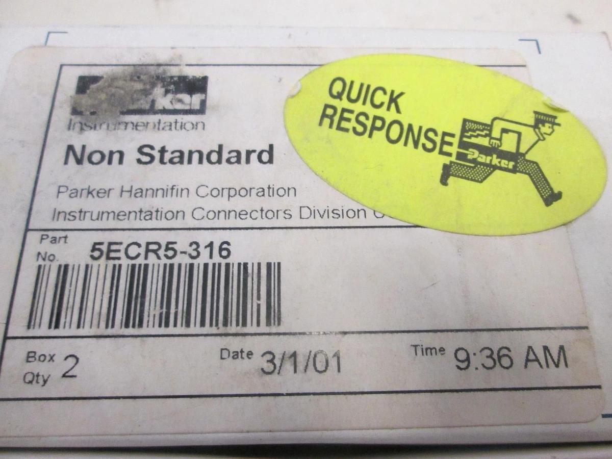 Parker, 5ECR5-316, Union Cross, Box of 2, New