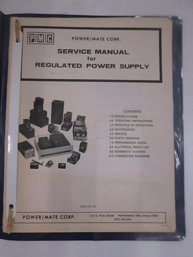 Used PMC Service Manual for Regulated Power Supply, Used