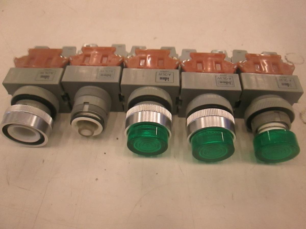 Used Idec, Green Pushbutton Switch, AOLW, Used, Lot of 5