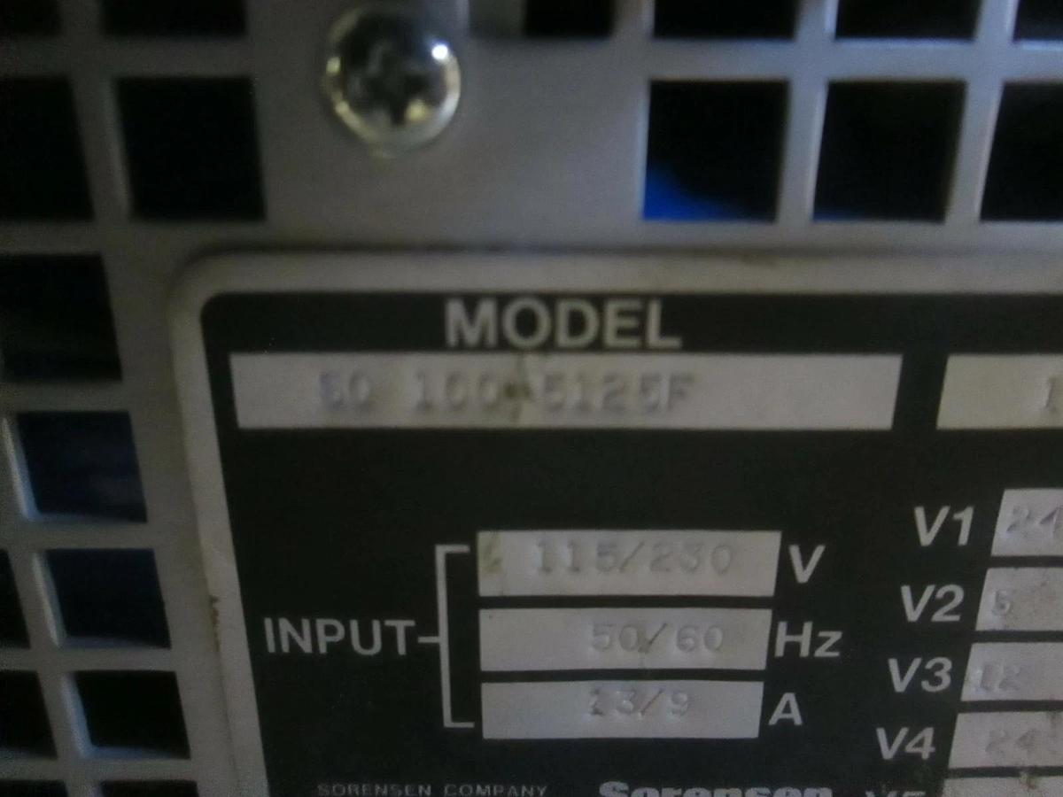 Used Sorenson Power Supply, 50-100-5125F, 115/230V, 50/60Hz, Used
