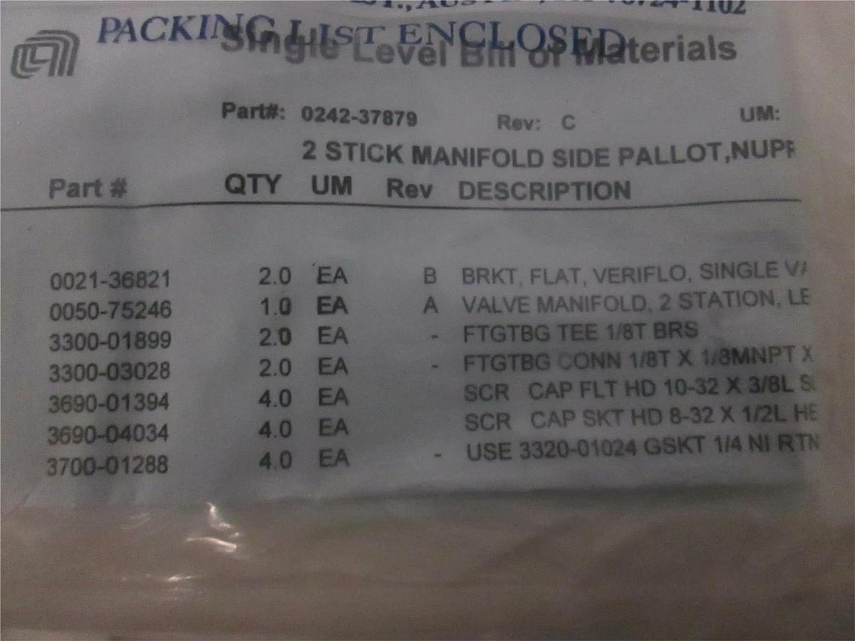 AMAT, 2 Stick Manifold Side PallotNuproDCVD, 0242-37879, New
