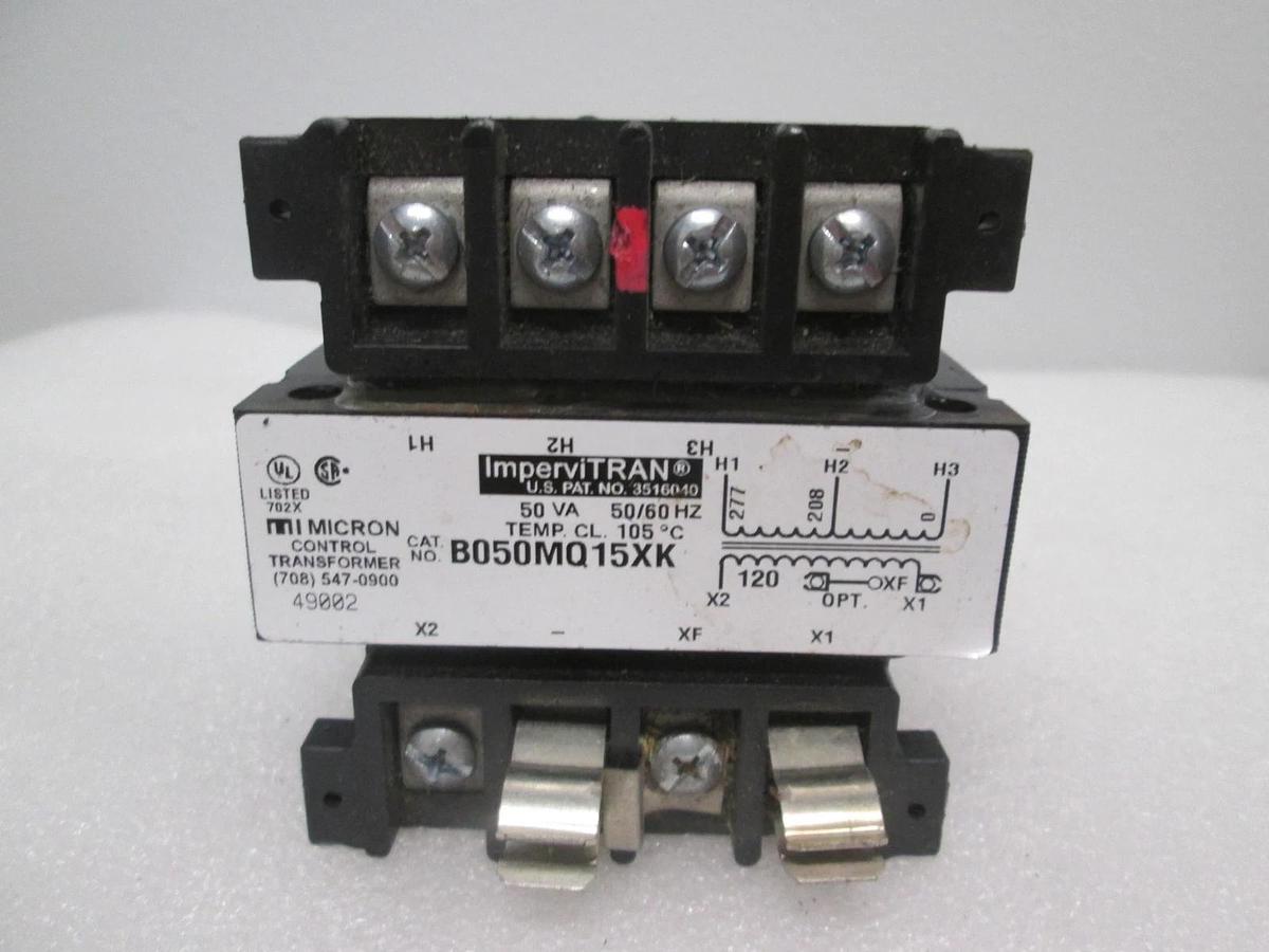 Used ImperviTRAN, B050MQ15XK, Micron Control Transformer, 50VA, 50/60Hz, Used