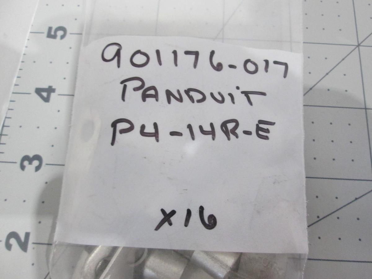 Used Panduit, P4-14R-E, Non-Insulated Ring Terminal 4 AWG 1/4" Stud, New, Lot of 16