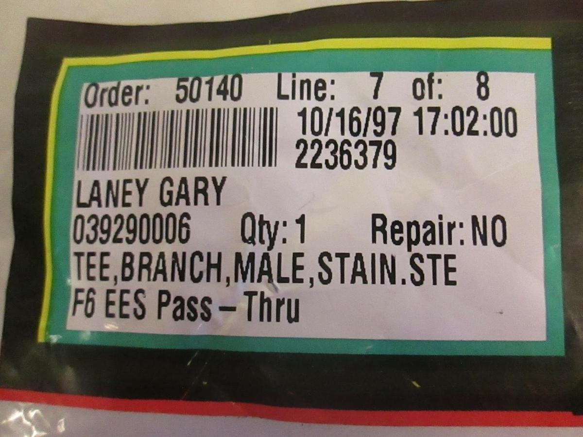 Used Swagelok TEE Fitting Branch, 1/2" MVCR x 1/2" MVCR x 1/2" MVCR, New