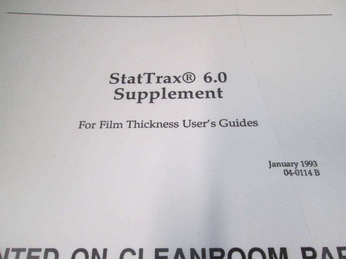 Used Tencor, Prometrix, StatTrax 6.0, Supplement for Film Thickness User Guide, Used