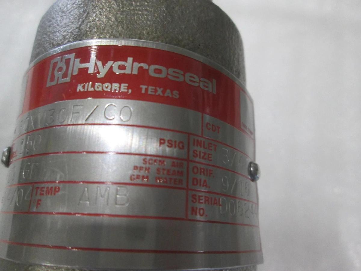 Used Hydro-Seal, 3CXV-30CF/CO, Safety Relief Valve w/ Swagelok CF8M Fitting, Used