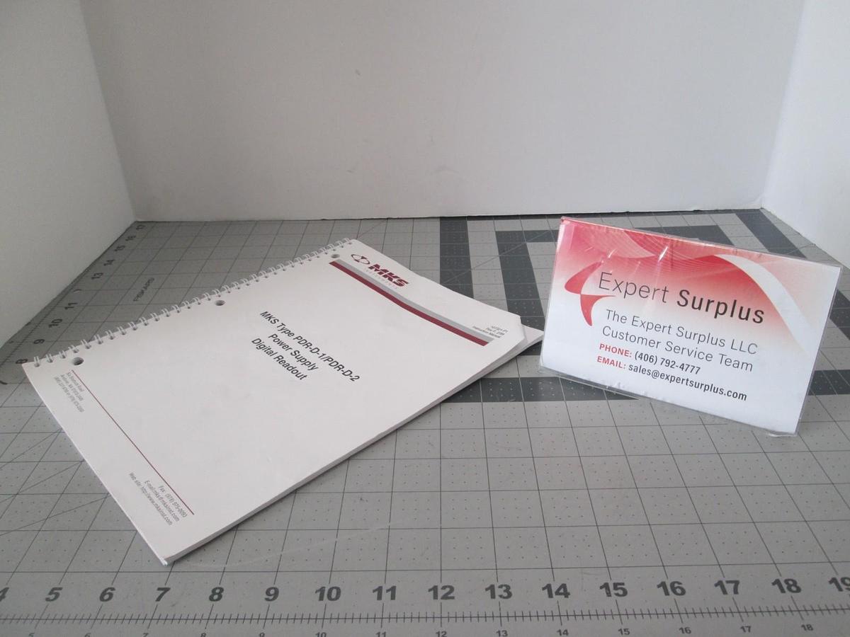 Used MKS, Type PPDR-D-1/PDR-D-2 Power Supply Instruction Manual, 107321-P1, Used