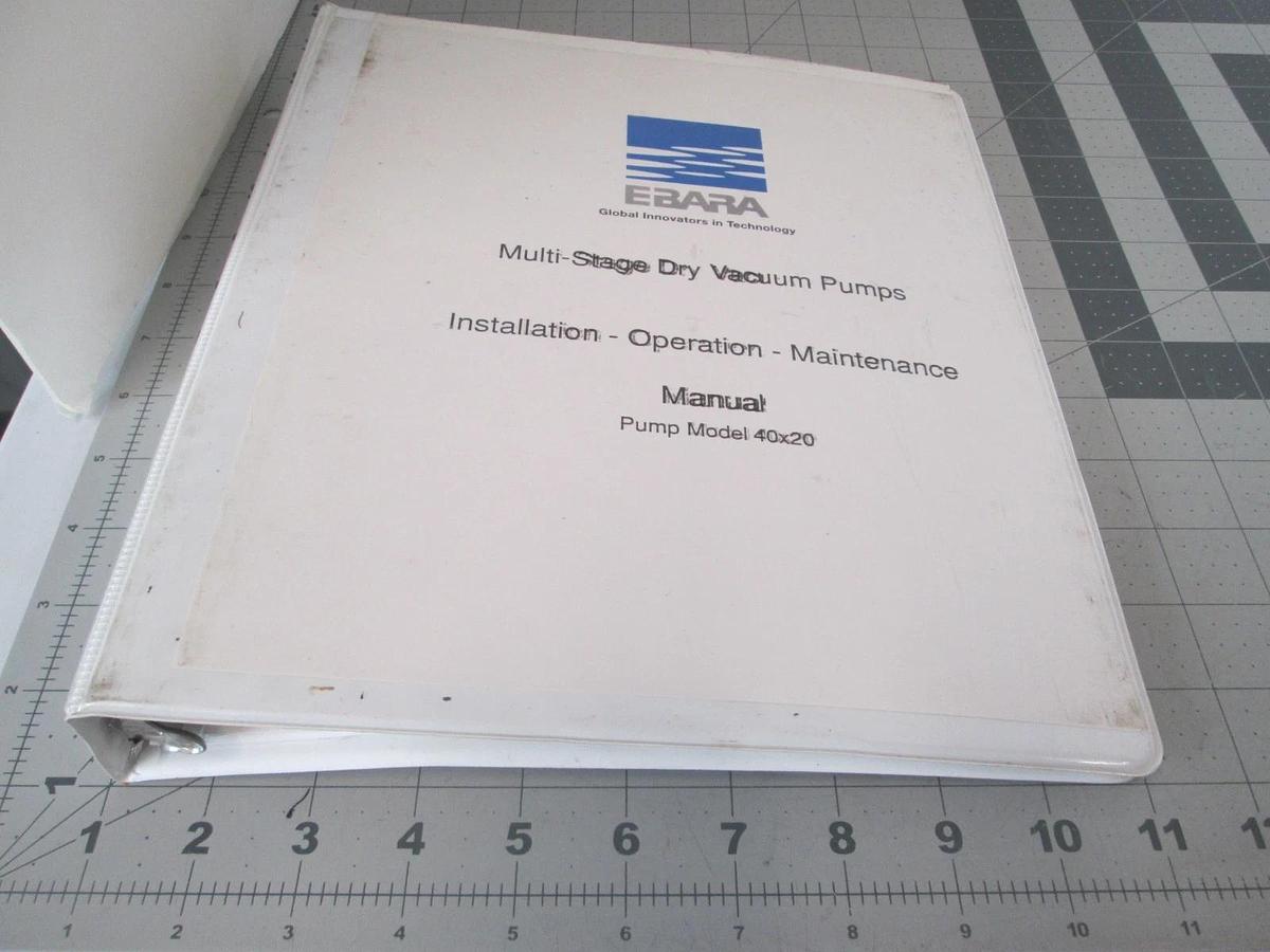 Used Ebara, Multi Stage Vacuum Pump Installation, Operation Maintenance Manual, 40x20