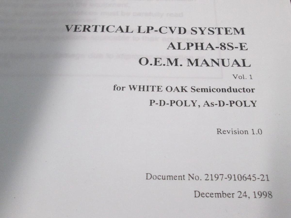 Used TEL Tokyo, ALPHA-8S, O.EM. Manual, P-D-Poly, As-D-Poly, VOL. 1, Used