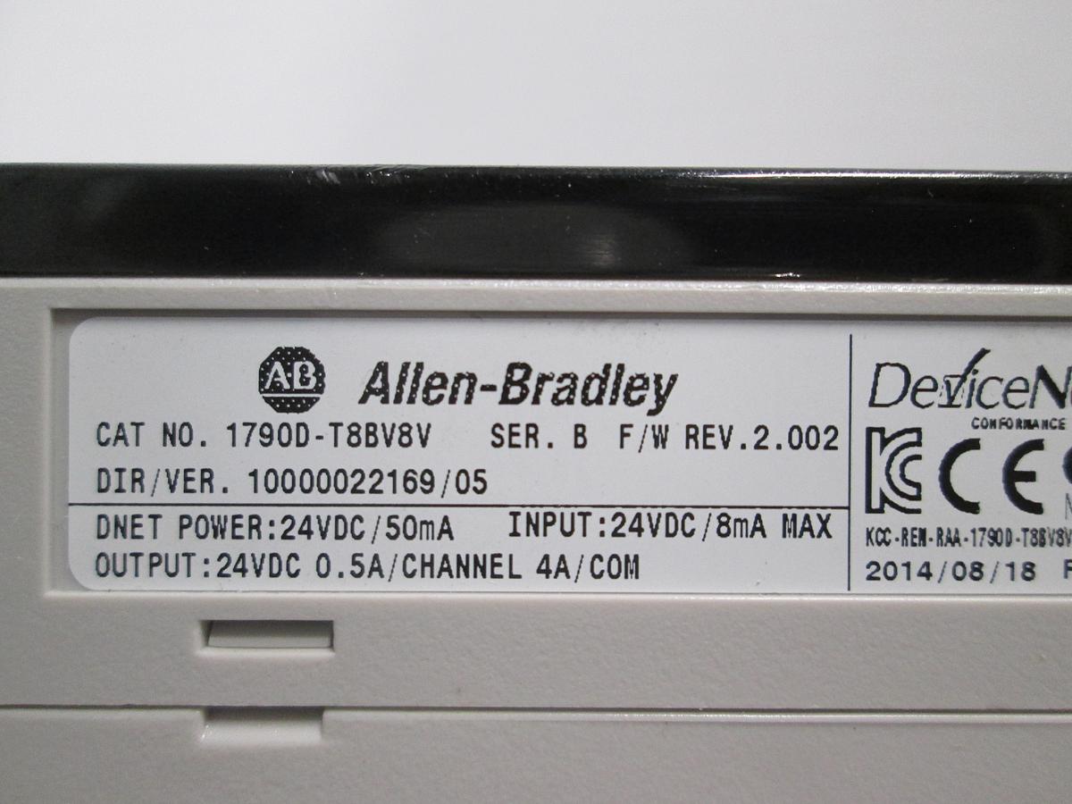 Used Allen-Bradley 1790D-T8BV8V CompactBlock DeviceNet Micro PLC Base Unit 24VDC