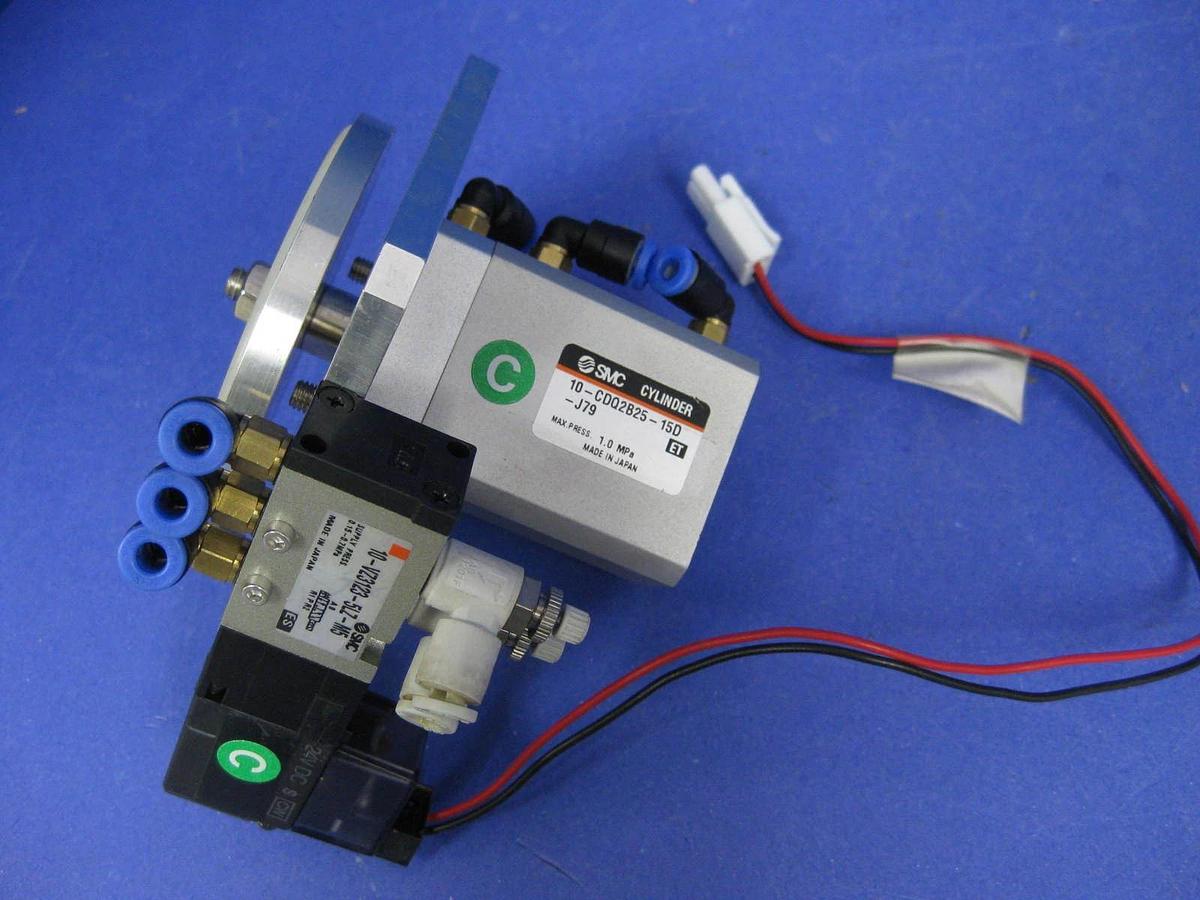 Used SMC 10-CDQ2B25-15D-J79 Compact Cylinder Assembly w/ 10-VZ3123-5LZ-M5, Used