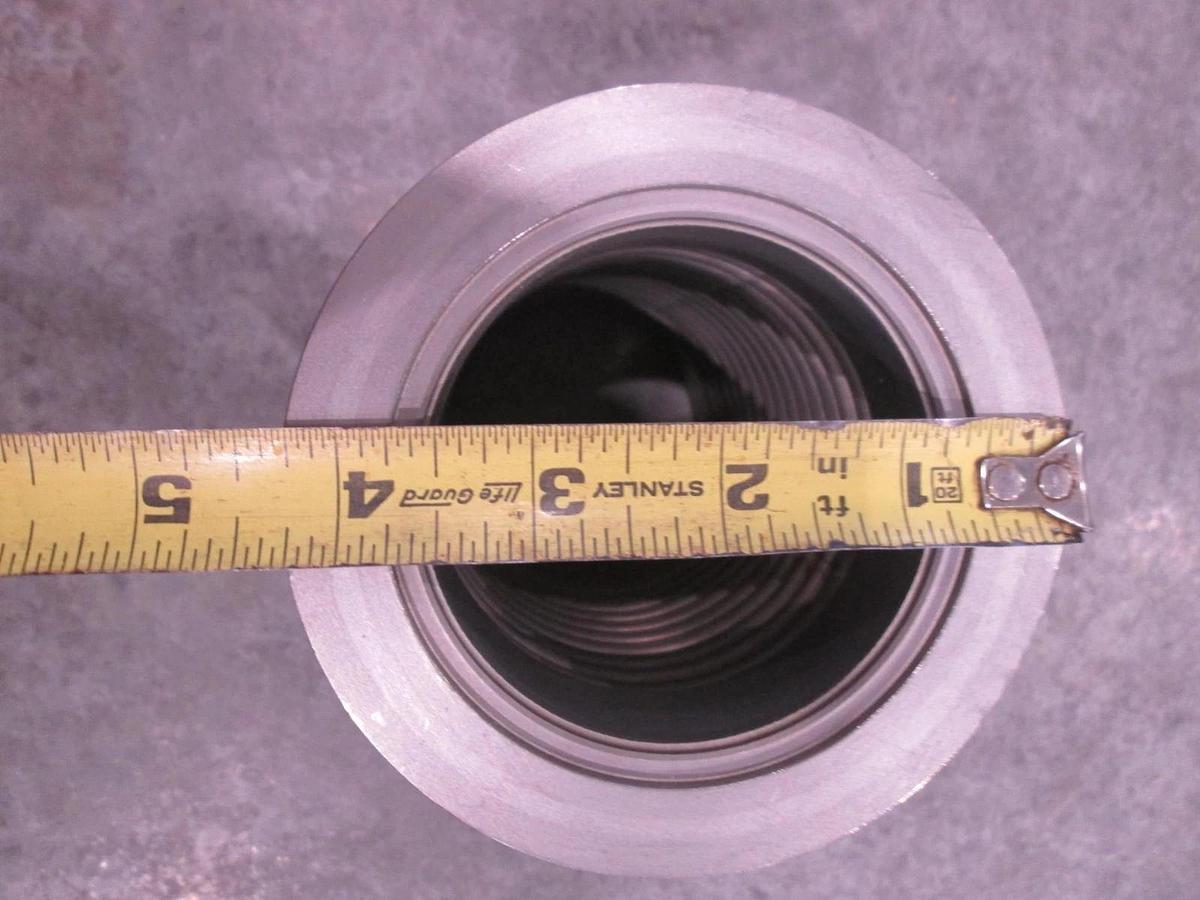 Used Stainless Steel Formed Bellows Vacuum Pipe/Hose, 7"L, 107MM Flange, Used