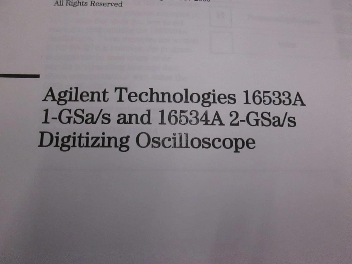 Used Agilent Tech 16533A, 1-GSa/s and 16534A 2-GSa/s Digitizing Programmer Guide, Use