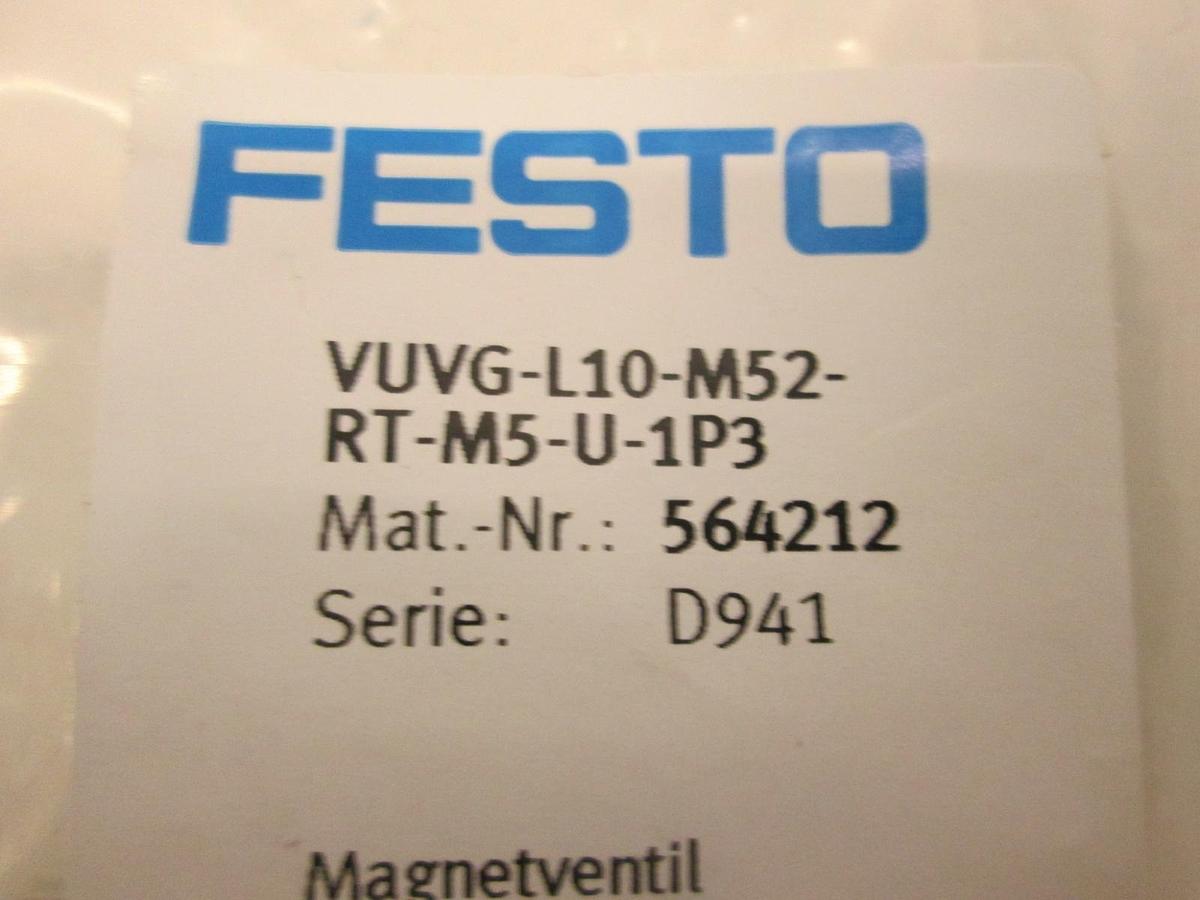 FESTO, VUVG-L10-M52-RT-M5-U-1P3, Solenoid Valve, New
