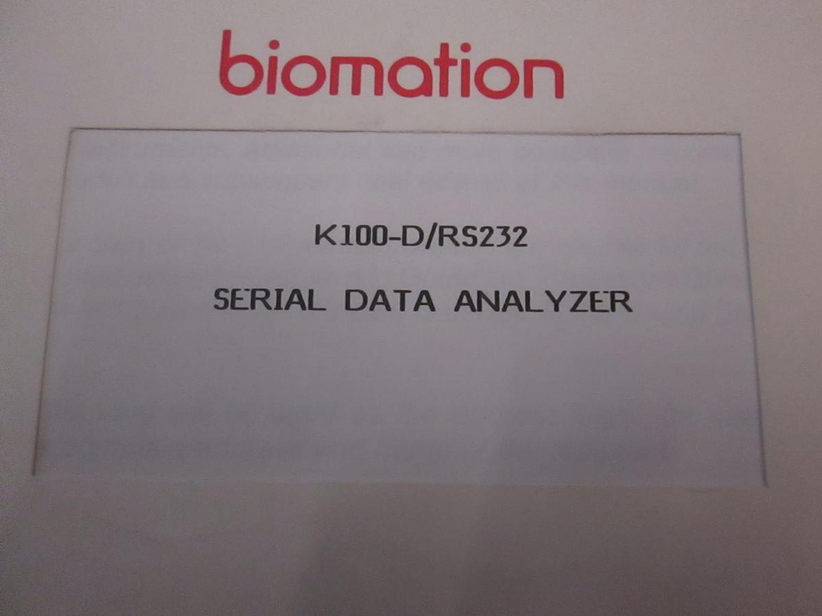 Used Gould K100-D/RS232 Serial Data Analyzer Operating and Maintenance Manual, Used