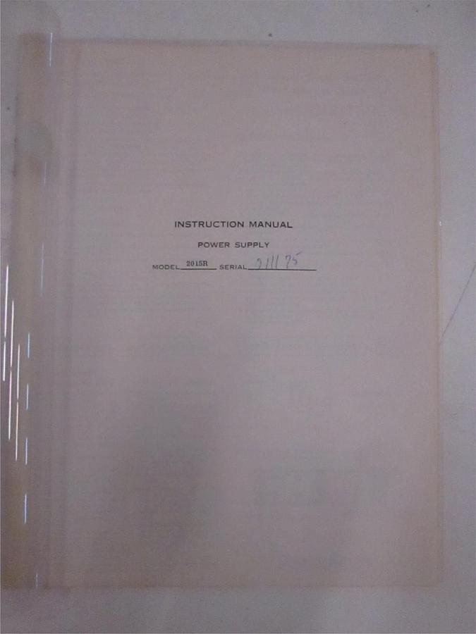Used Power Designs Model 2015R Power Supply Instruction Manual, Used