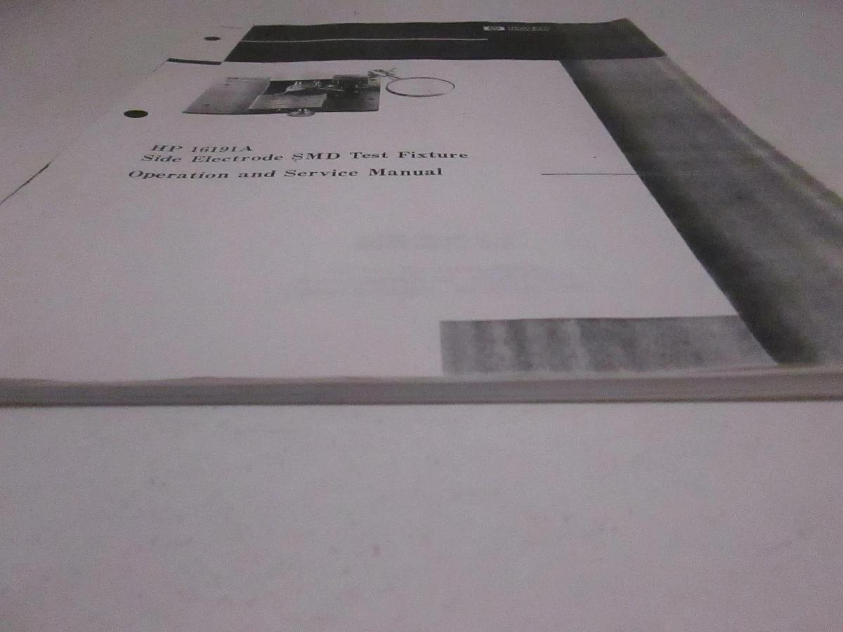 Used HP 16191A Side Electrode SMD Test Fixture Operation/ Service Manual, Used