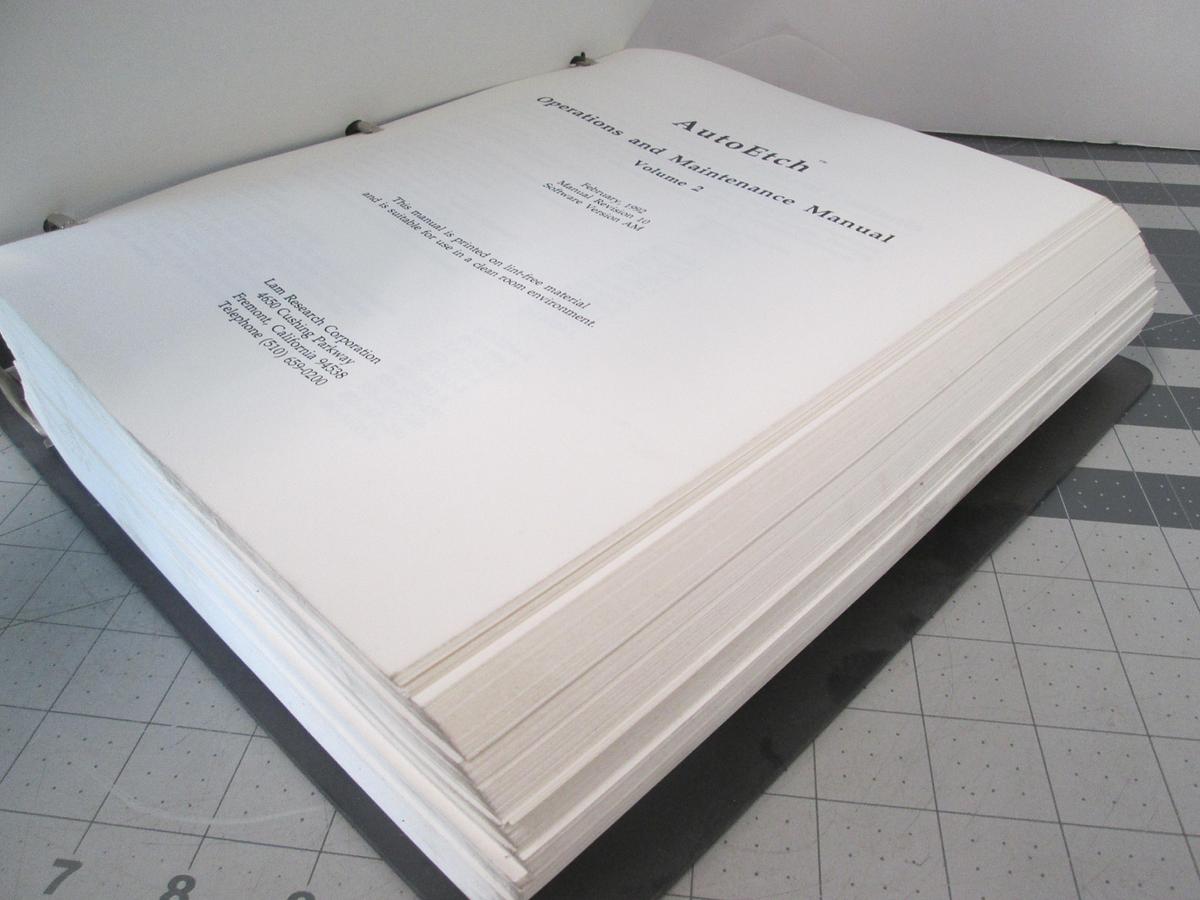 Used LAM Research, AutoEtch, Operations and Maintenance Manual, Volume 2, Used