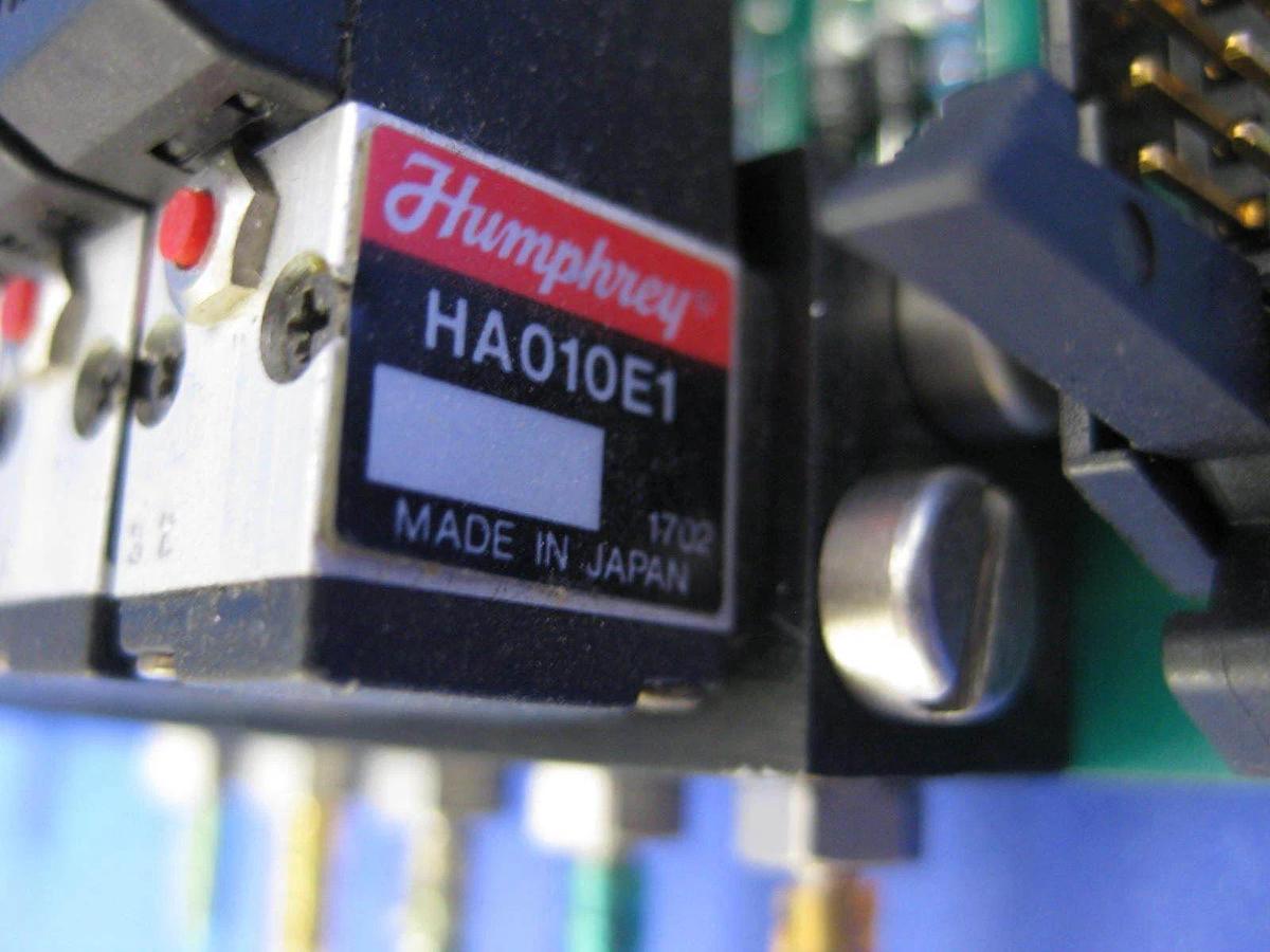 Used Bay Pneumatic Inc BES-501-8 PCB w/ Humphrey HA010E1 Solenoid Valves, Used