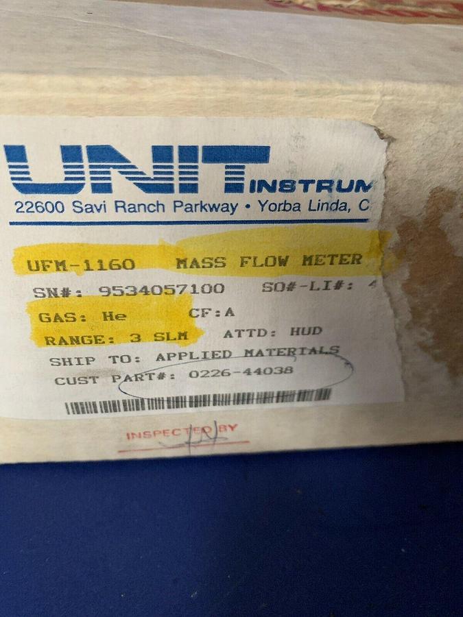 Used Unit UFM-1160 Mass Flow Meter, He, 3 SLM, 1/4", Rfrb