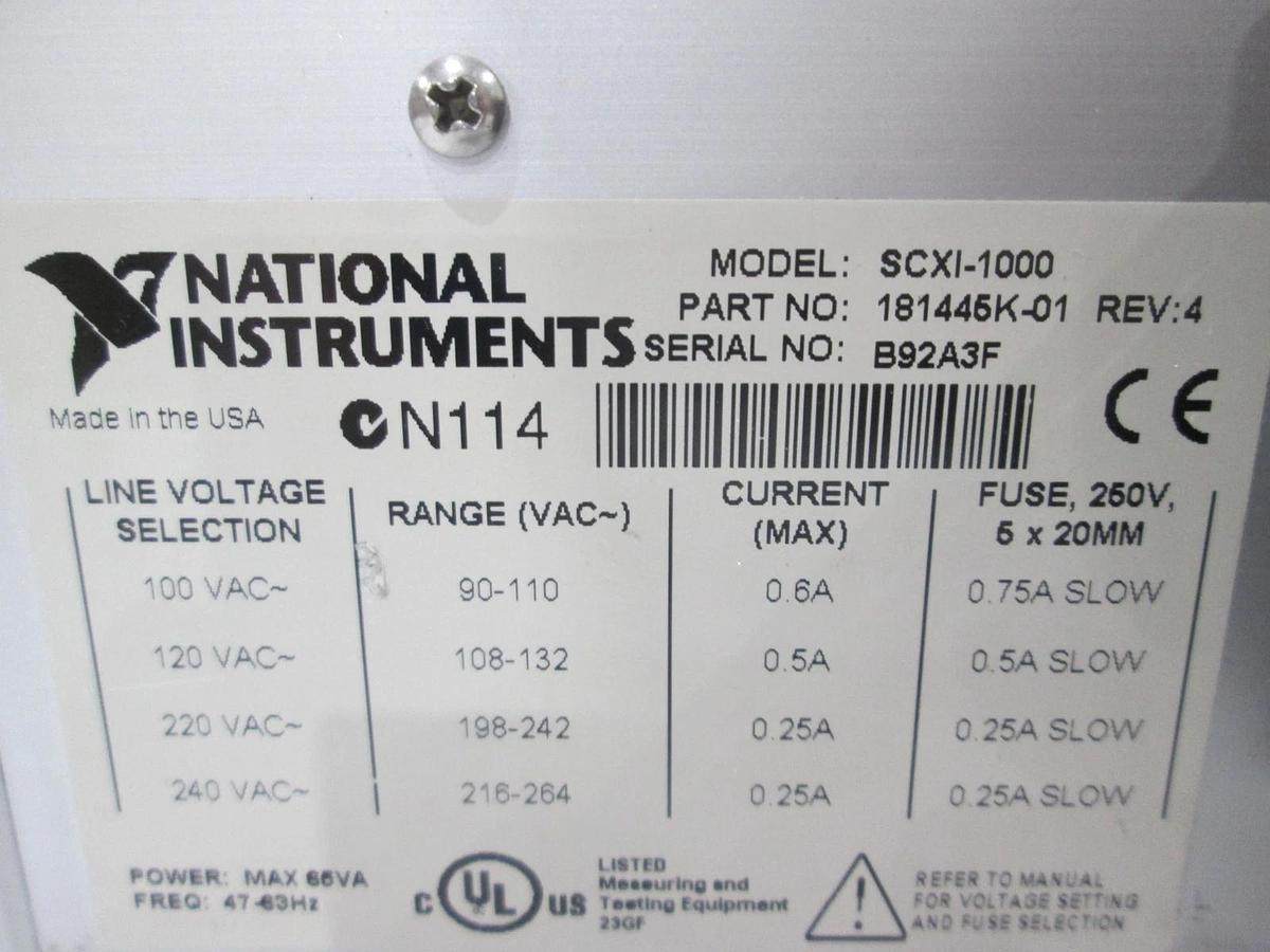 Used National Instruments, SCXI-1000 Chassis w/SCXI-1321 and SCXI-1121, Used