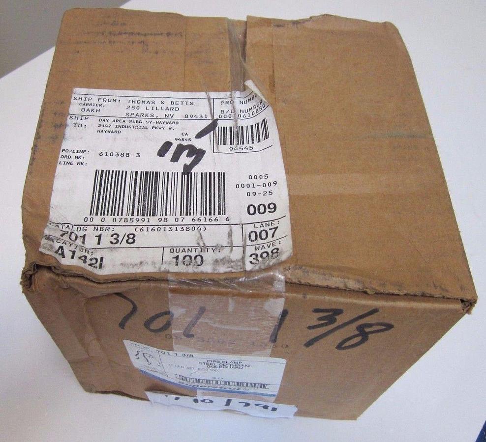 Used Thomas & Betts Superstrut 701-1-38 Pipe Clamp for 1 3/8" Pipe -  Box of 100