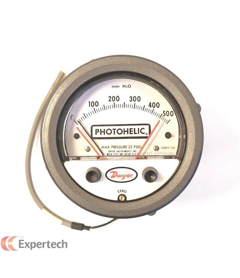 Used Dwyer 3000MR Photohelic Gauge 0-500mm / H2O, Used