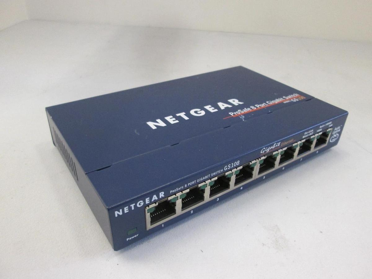 Used Netgear, GS108, ProSafe 8 Port Gigabit Switch, Used