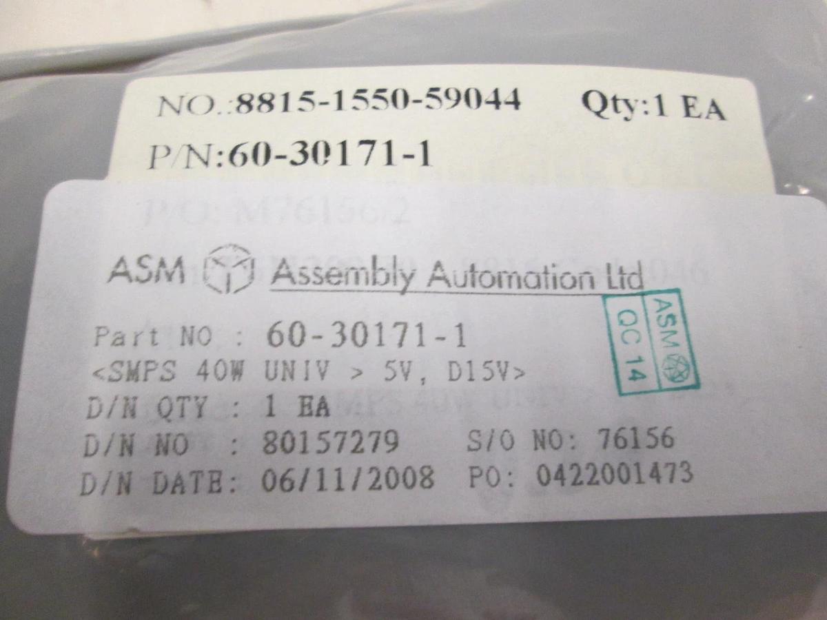 ASM, SMPS 40W Univ 5V, D15V, 60-30171-1, New