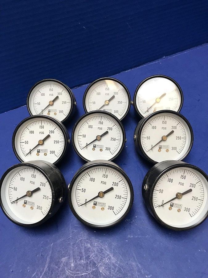 Used Weksler Pressure Gauge 0-300 psig, Lot of 9 Used