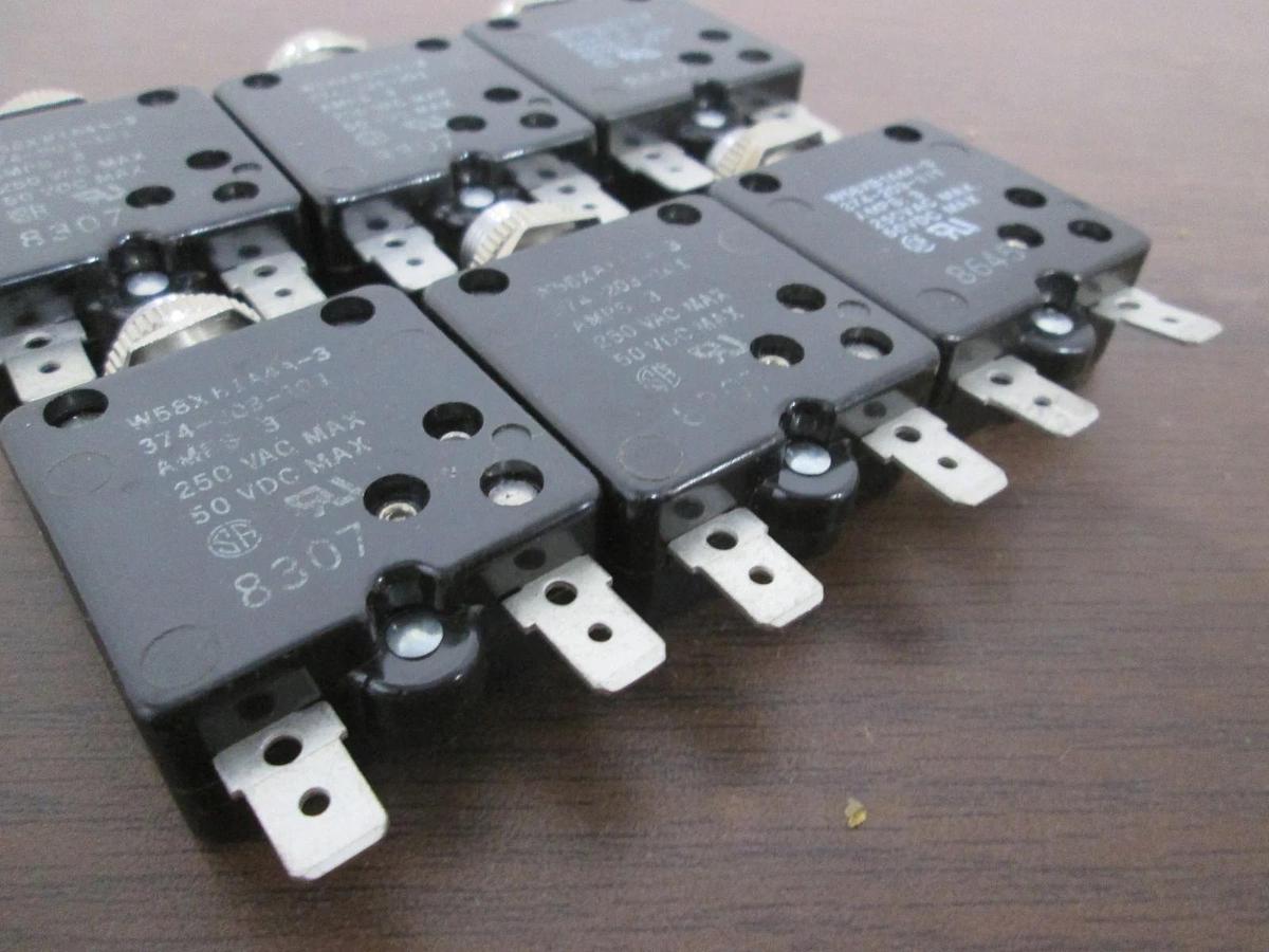 Used Potter & Brumfield, W58XB1A4A-3, 3A, Thermal Circuit Breaker, Used, Lot of 6