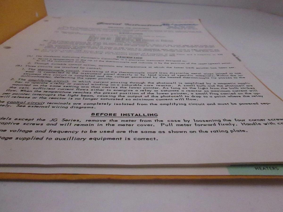 Used GI Operating and Service Instructions for Model JE, Used