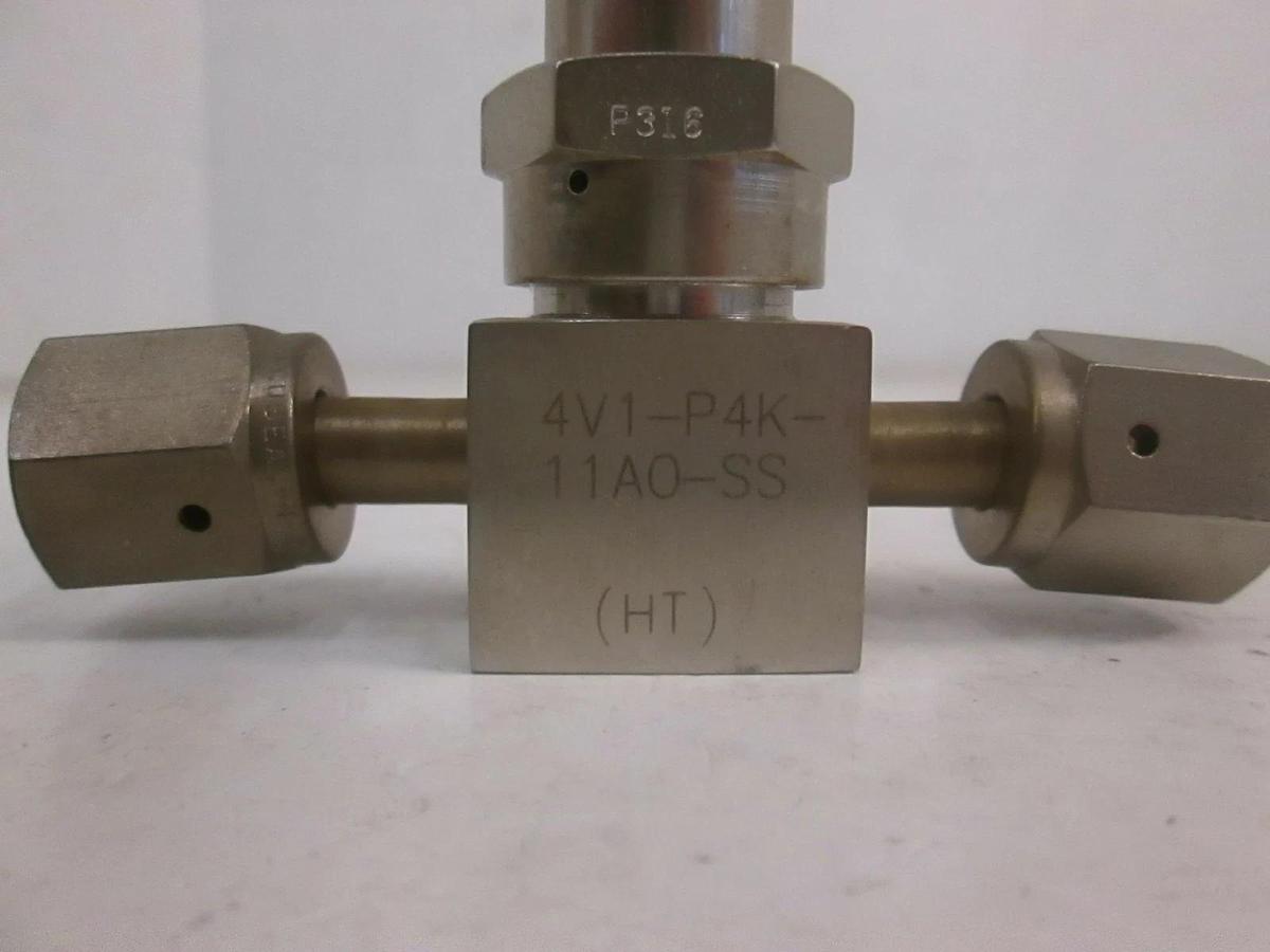 Used Parker 4V1-P4K-11AO-SS Bellows Valve, 1/4" FVCR, Normally Open, Used