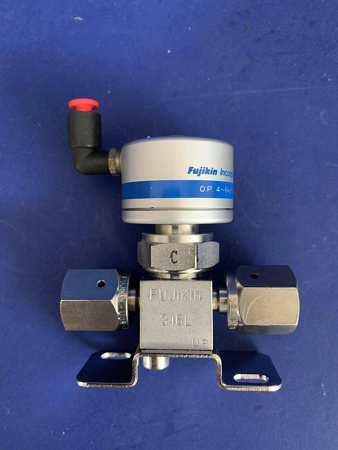 Used Fujikin Mega-Mini LA Pneumatic Valve, N.O., 1/4" F UJR, FP-SD-71-6.35-2, Used