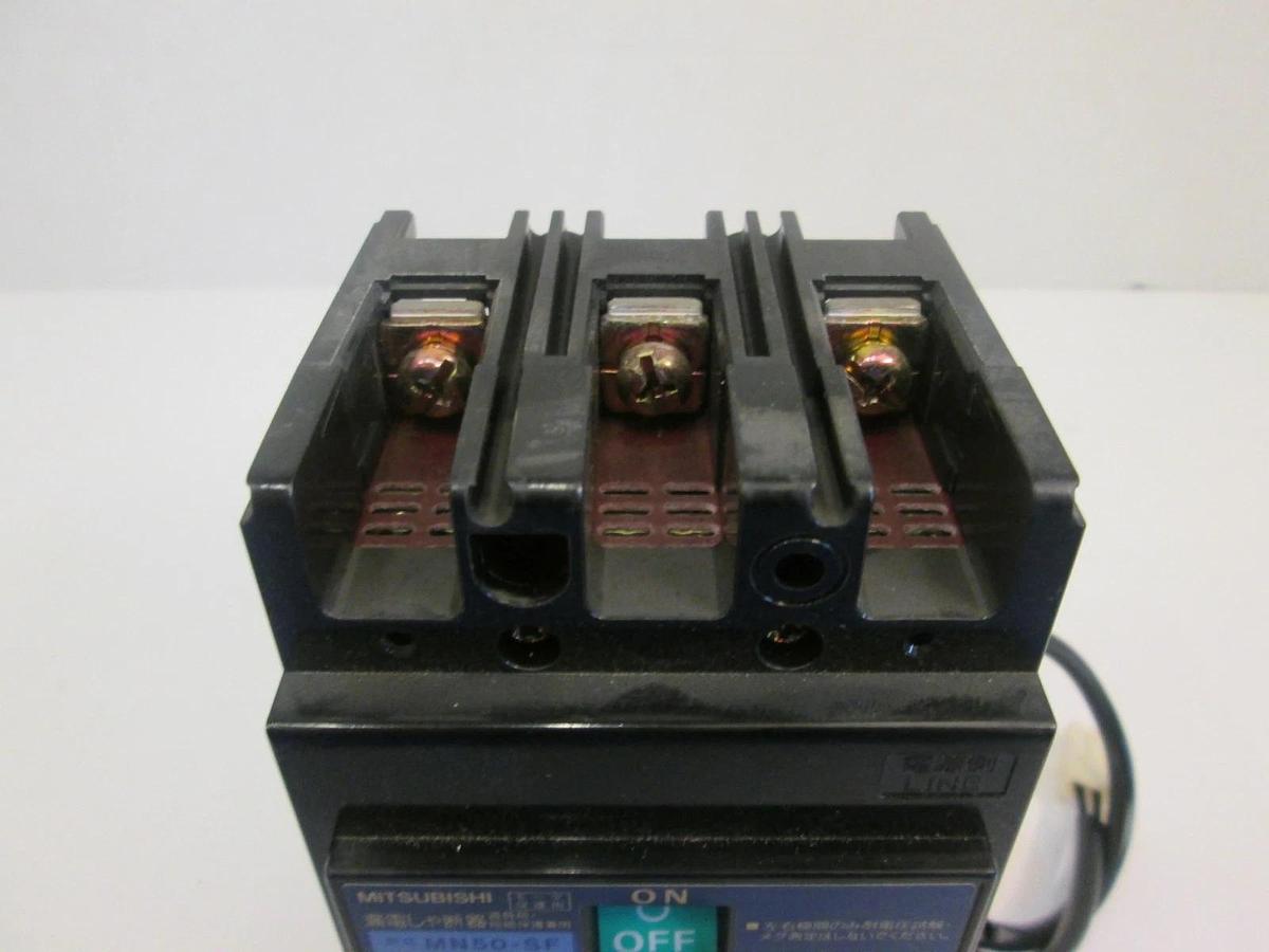 Used Mitsubishi Circuit Breaker MN50-SF 4A, 30mA, 3 Pole, 100-200-415 VAC, Used