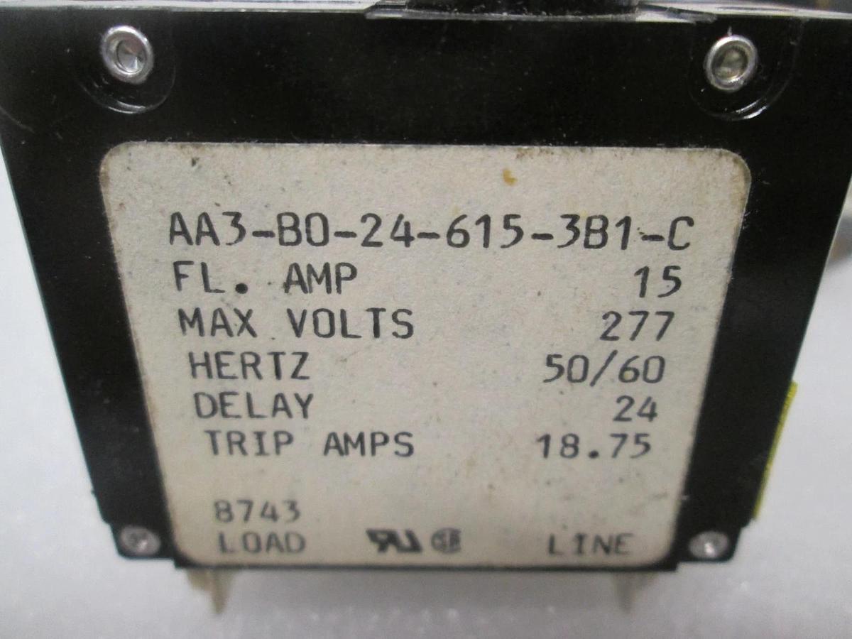 Heinemann, AA3-B0-24-615-3B1-C, Circuit Breaker, 3 Pole, 15A, New, Lot of 2