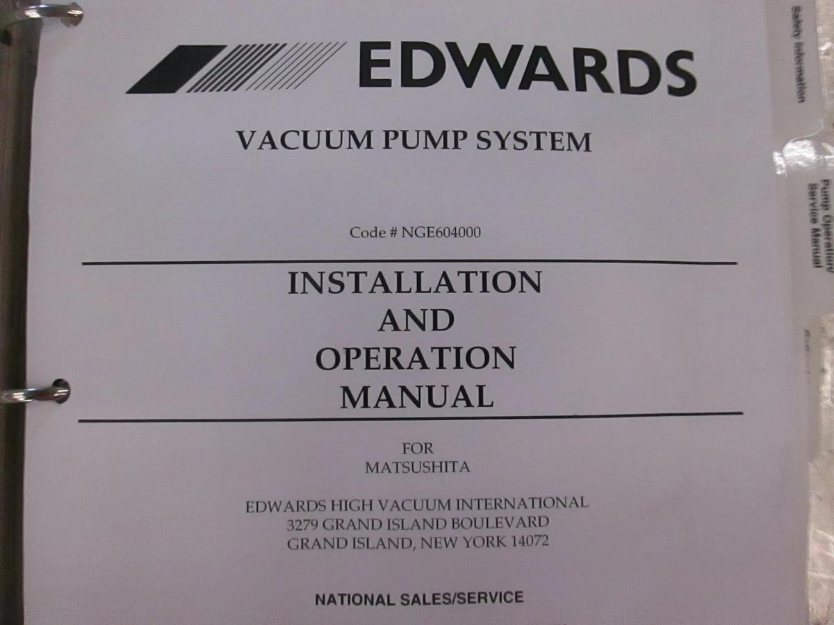 Used Edwards, Vacuum Pump System Installation and Operation Manual, Used
