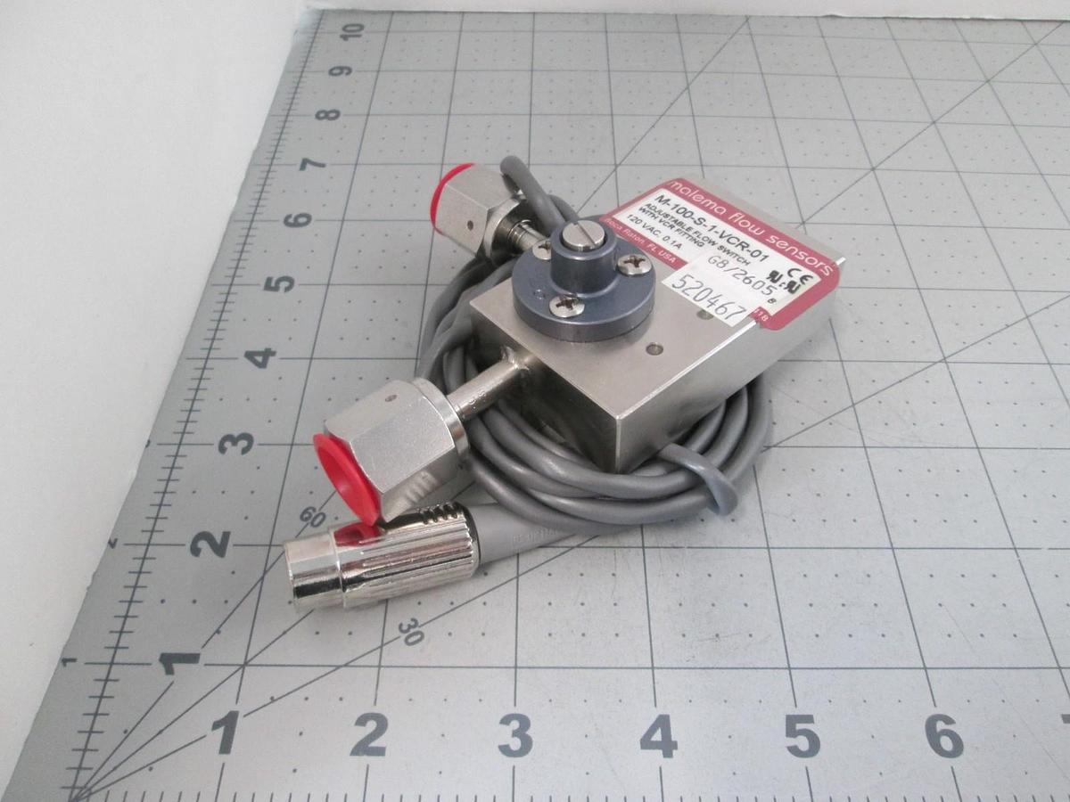 Used Malema, M-100-S-1-VCR-01, Adjustable Flow Switch Sensor w/VCR, New