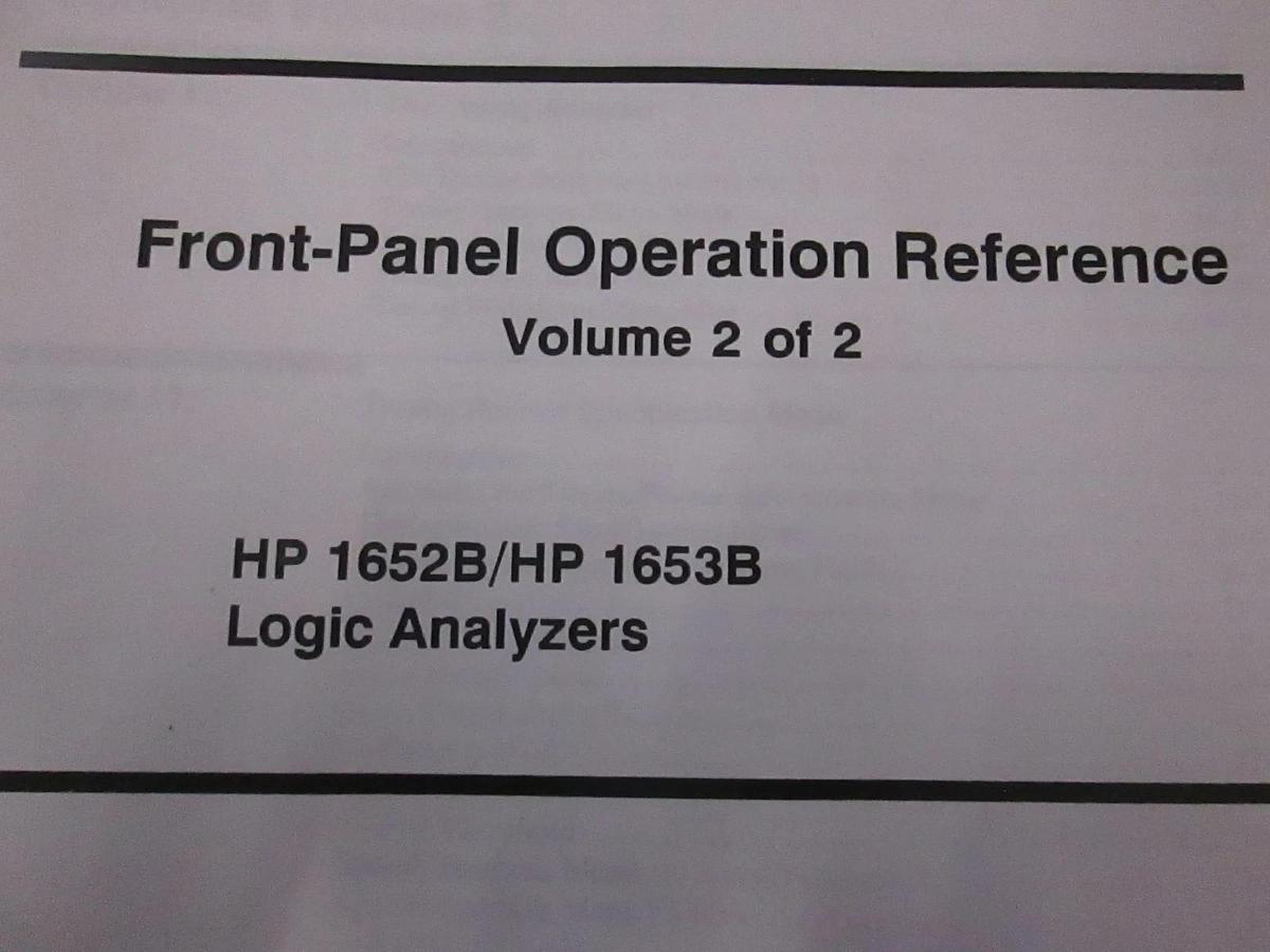 Used HP Model 1652B/1653B Logic Analyzers Front Panel Operation Reference Vol 2, Used