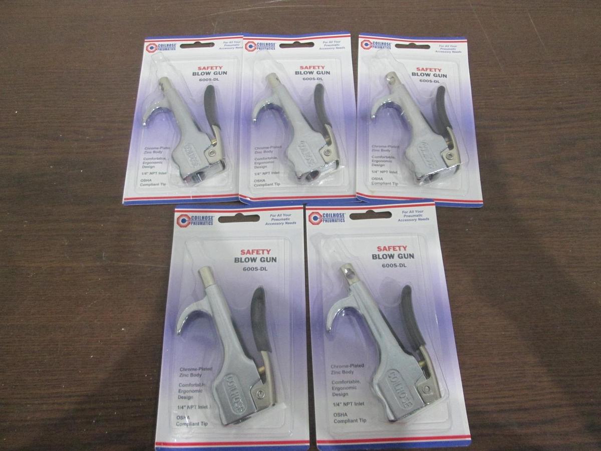 Coil Hose Pneumatics, 600S-DL, Safety Blow Gun, New, Lot of 5
