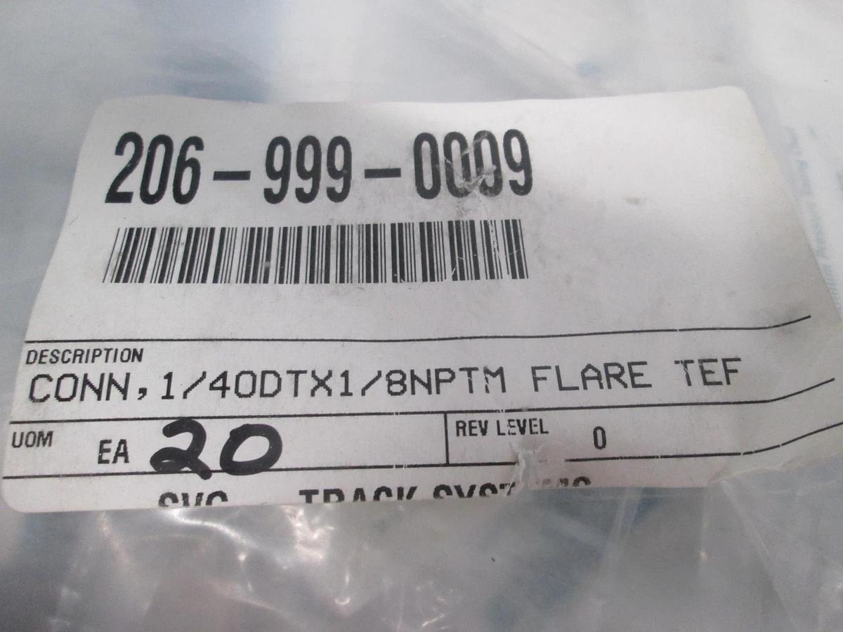 Entegris, Conn, 1/4ODTX1/8NPTM Flare Teflon, 206-999-0009, New, Lot of 20