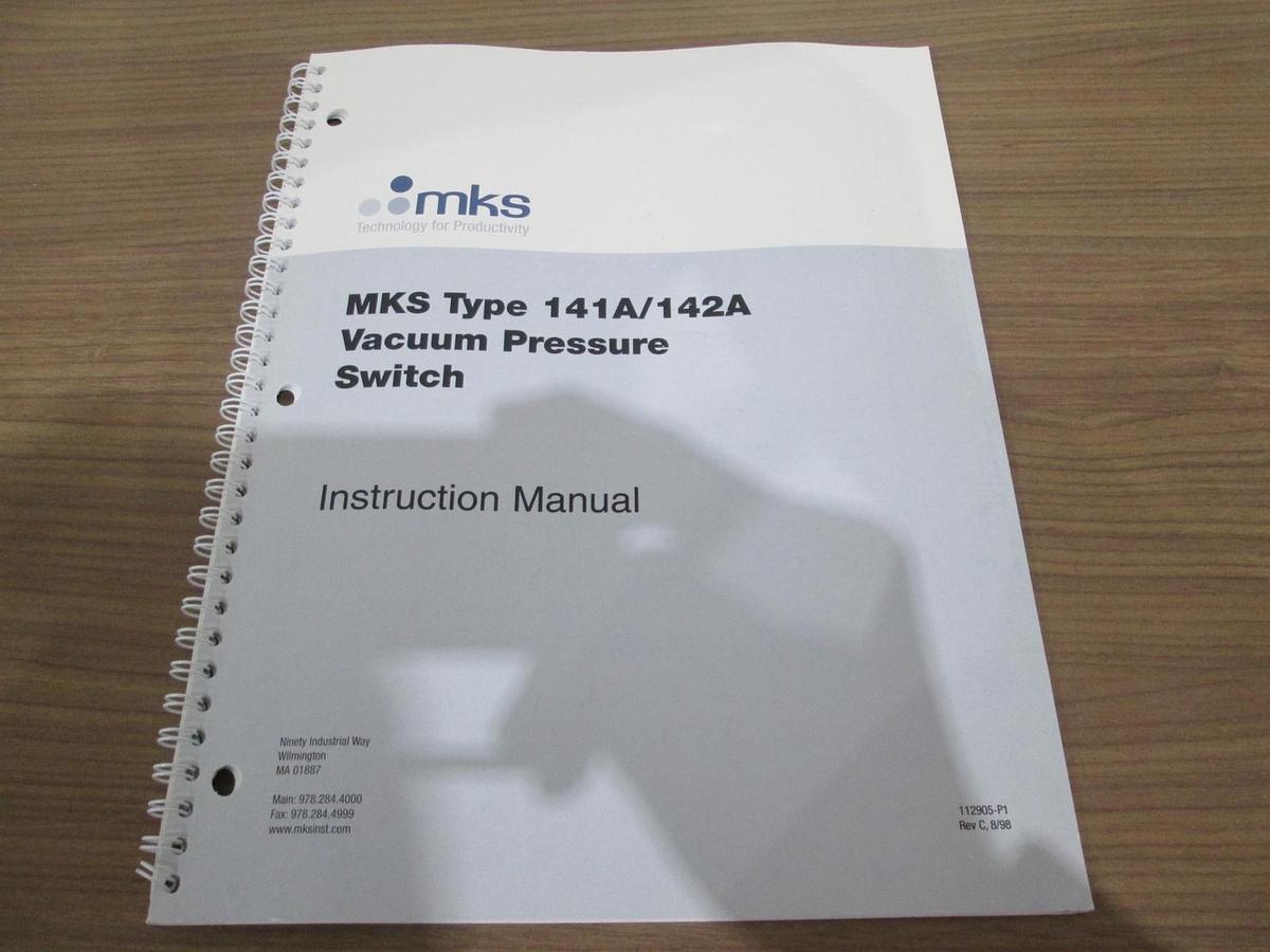 Used MKS, Type 141A/142A, Vacuum Pressure Switch, Instruction Manual, Used