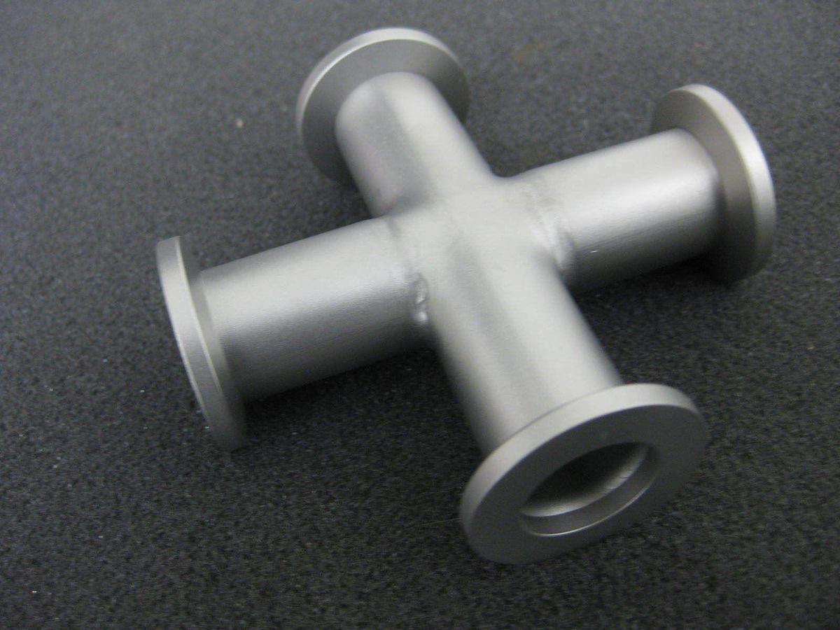 Used Stainless Steel Vacuum 4-Way Cross with NW16 Flanges, LOT of 3 NEW