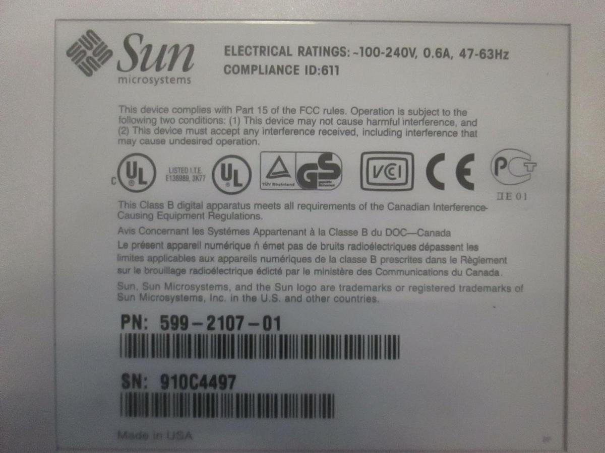 Used Sun, 599-2107-01, Digital Data Storage, Used