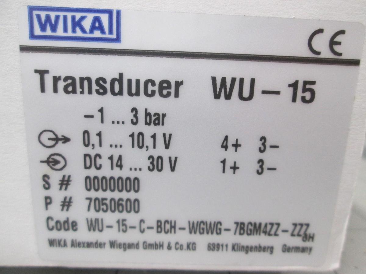 Used WIKA, Pressure Transducer, WU-15, New