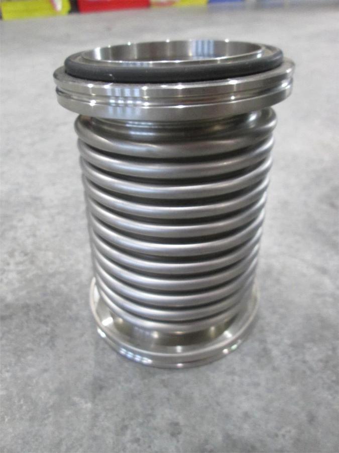 Used Stainless Steel Formed Bellows Vacuum Pipe / Hose, 6"L, 107MM Flange, Used
