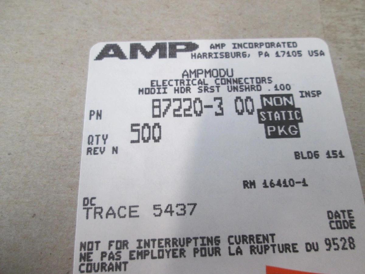 AMP, B7220-3 00, Board Connector Header, 3 Pos, 1 Row, Gold, New, Lot of 900